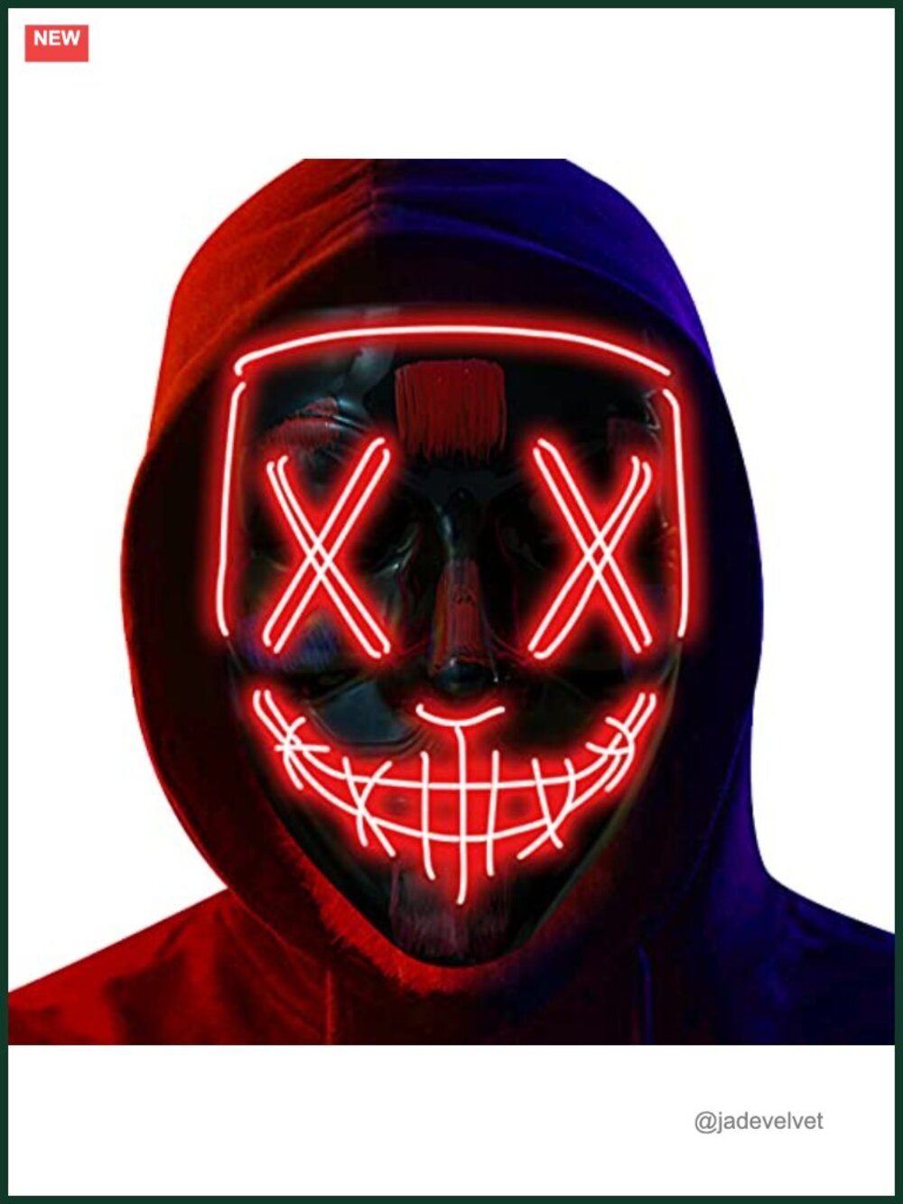 LED Light Up Mask Halloween Cosplay Costume Accessory PVC Cold Light